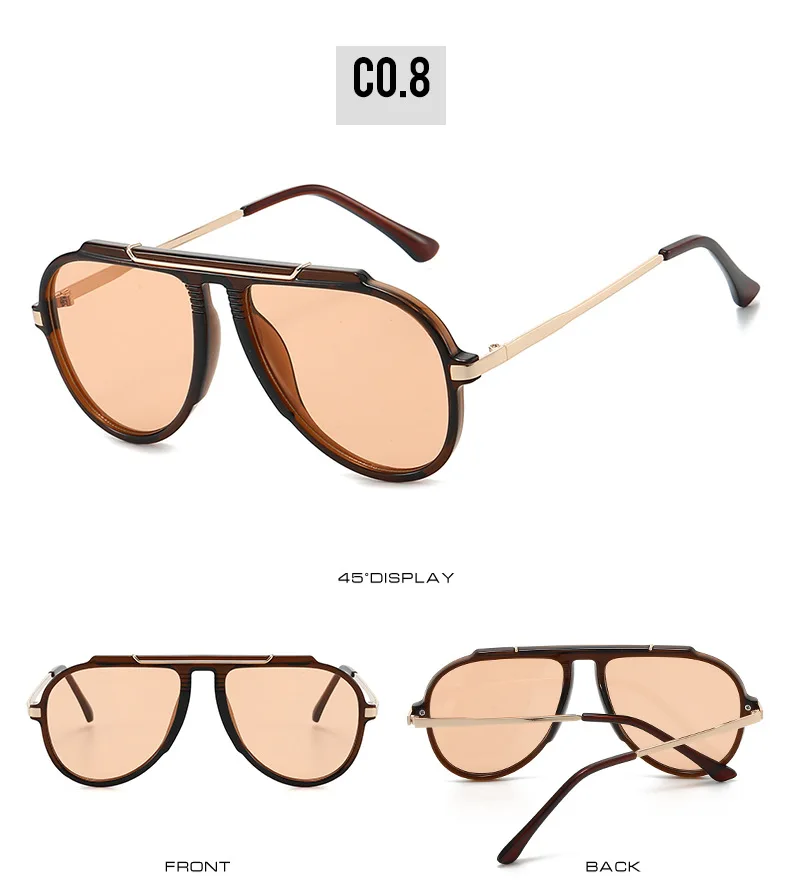 Luxury Brand Retro Oversized Big Frame Women Sunglasses Gradient Tea Color Oval Pilot Shades UV400 Cool Men Vacation Sun Glasses