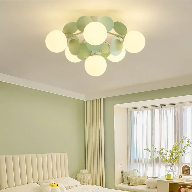French Warm Style Chandeliers Green Magic Beans Molecule Led Hanging Lamp for Bedroom Living Dining Room Home Lighting Fixtures