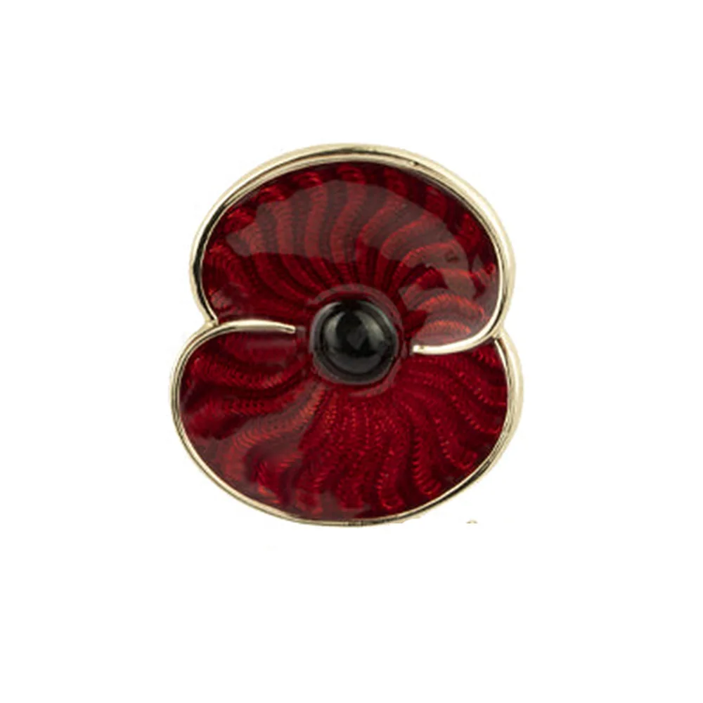 

Red Enamel Poppy Flower Brooch UK Souvenir