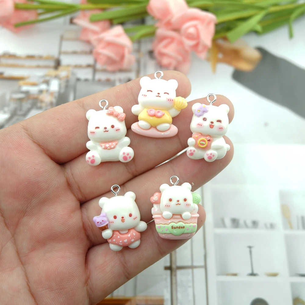 수지 토끼 참 장식품, 쥬얼리 제작용 DIY 귀걸이 팔찌 펜던트 액세서리 부자재 대량 도매