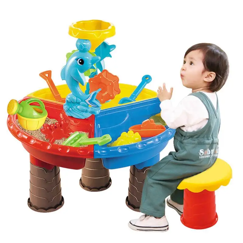 

1 Set Children Beach Table Sand Play Toys Set Baby Water Sand Dredging Tools Color Random Outdoor Beach Table Play Sand Pool Set