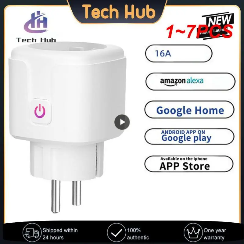 

1~7PCS Tuya WiFi Smart Plug 20A EU Plug Wireless Socket Timer Plug Voice Remote Control Home Fire Retardant Home Alexa