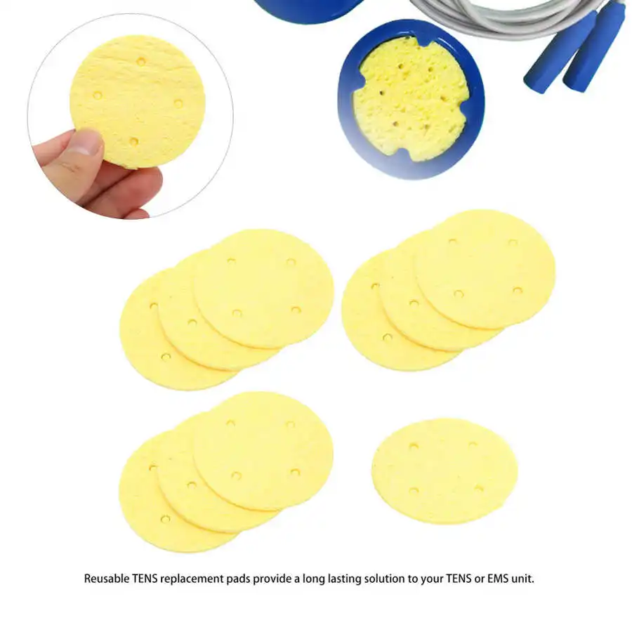 10pcs 60mm EMS Electrodes Conductive Pads Sponge Reusable Replacement for Interference Electrotherapy Instrument TENS Unit Pads