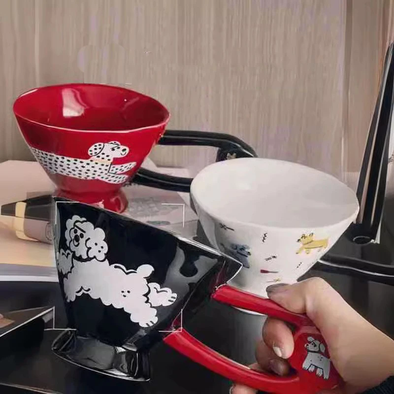

Funny Dog Printing Cup Creative Big Holder Design Milk Mug Home Party Afternoon Tea Teacup Porcelain Nice Gift
