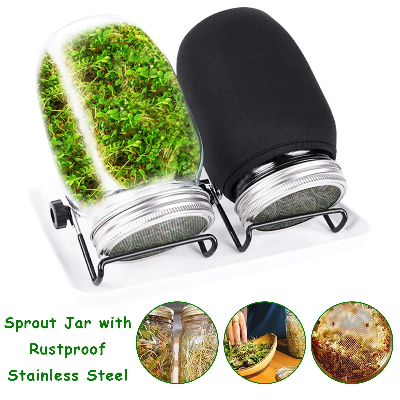 Sprouting Jar Kit Seed Sprouting Mason Jars with Stainless Steel