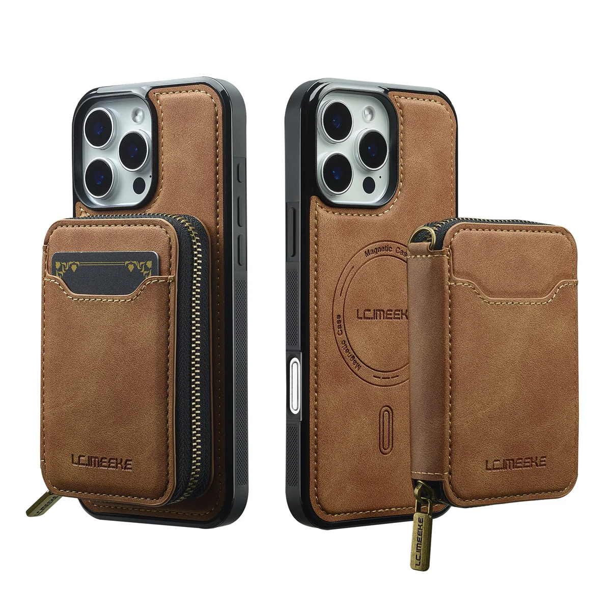 Premium 2-in-1 Magsafe Magnetic Leather Phone Case with Wallet Card Holder