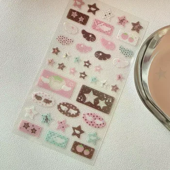Adesivo glitter fragola nota musicale fai-da-te per adesivo manuale fotocamera telefono adesivo decorativo carino regalo per ragazze