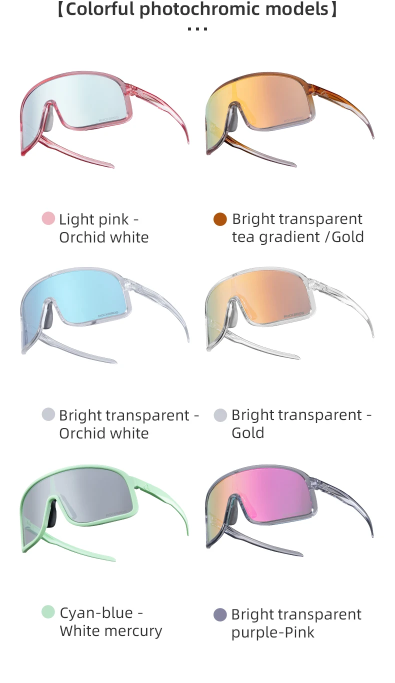 ROCKBROS Photochrome Brille HD Sonnenbrille mit großem Rahmen, MTB-Brille, Rennrad, Radfahren, UV400-Brille, Fahrrad-Sportbrille – Detail 9