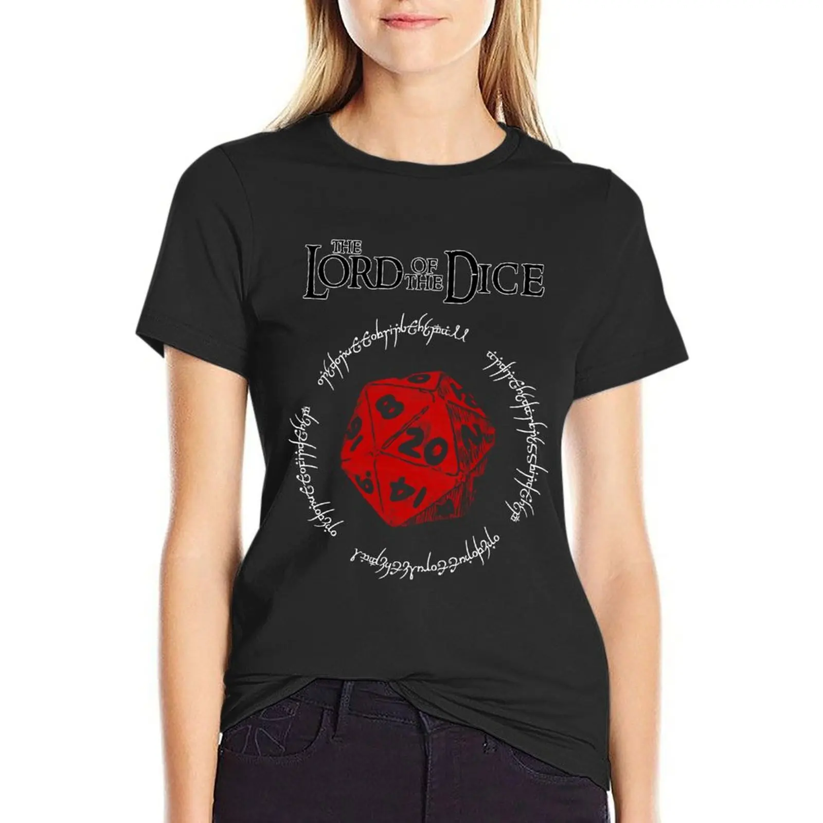 

The Lord of the Dice (Red) T-Shirt Aesthetic clothing graphics Women's cotton t-shirt