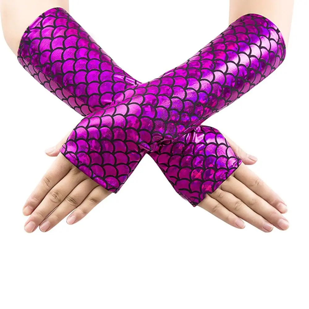 Guanti Senza Dita Lavorati A Maglia Con Foro Per Il Pollice, Motivo A Squame Di Pesce, Da Donna - Caffè - Foto 5