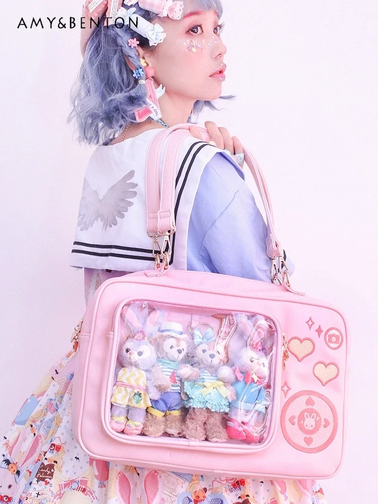 Original Japanese Lolita Itabag Backpack Daily JK Uniform Transparent Large Capacity Square Bag Sweet Cute Messenger Bag Student 4