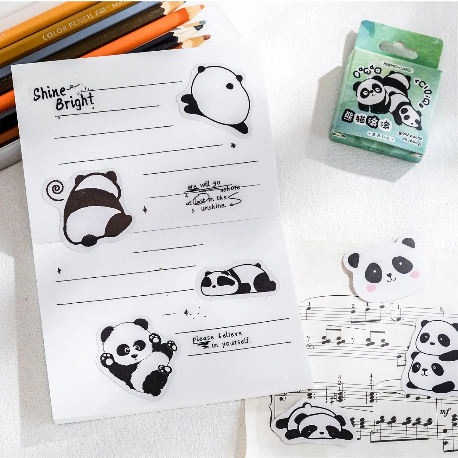 Kawaii Panda Stickers, Cute Panda Stickers, Kawaii Stickers, Kawaii Animal,  Cute Animal Stickers, Stickers, Planner Decoration Sticker 1064 