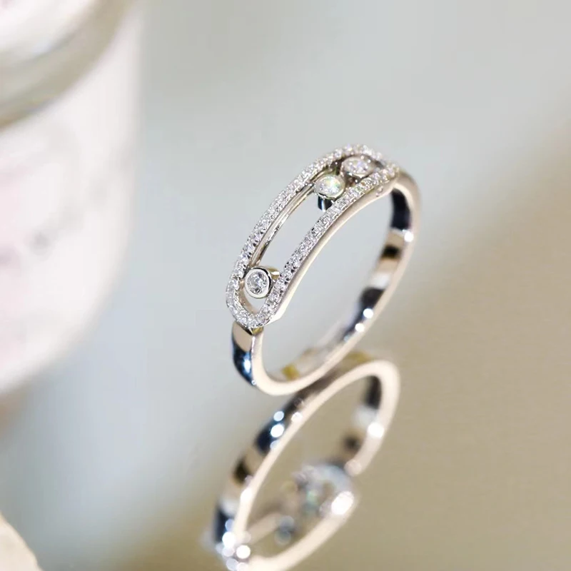

New fashion mobile series 3 zircon ring original high quality simple delicate women's holiday gift