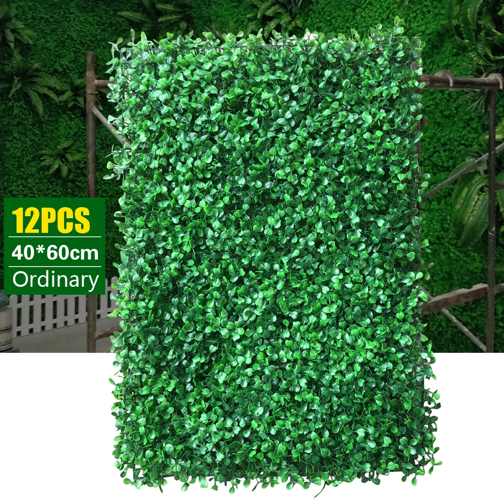 

12 Pieces Artificial Boxwood Wall Hedge Mat Plant Panels Background Outdoor Turf Lawn Grass Privacy Fence Backdrop Decor 60x40cm