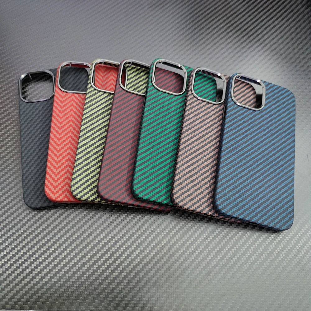 Real Carbon Fiber Phone Case For Iphone 13 12 Pro Max Case Metal Ring