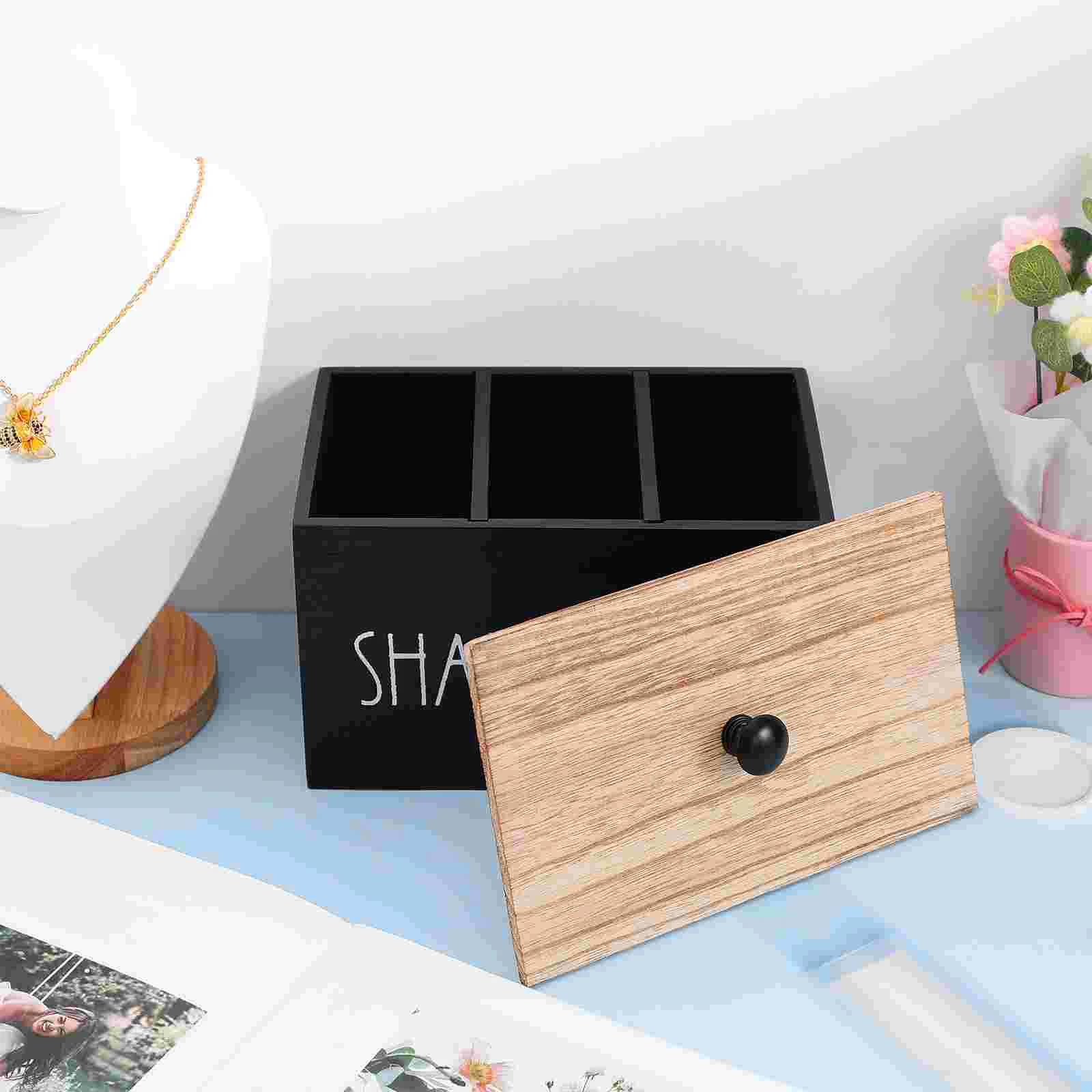 Sanitary Napkin Storage Box Tampon Holder Cotton Swab Container Pad Wooden Box Bathroom Laundry Feminine Product 3