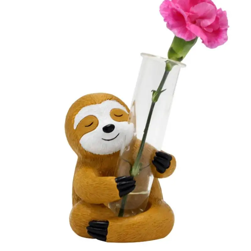 

Cute Animal Flower Pot Planters In Sloth Hug Glass Test Tube Vase Creative Hydroponic Plant Holder For Home Garden Desktop Decor
