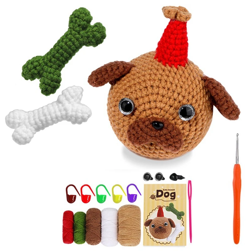 

Complete Crochet Kits For Beginners, DIY Balsa Puppy Crochet Kit With Knitting Markers Easy Yarn Ball, Instruction Easy To Use