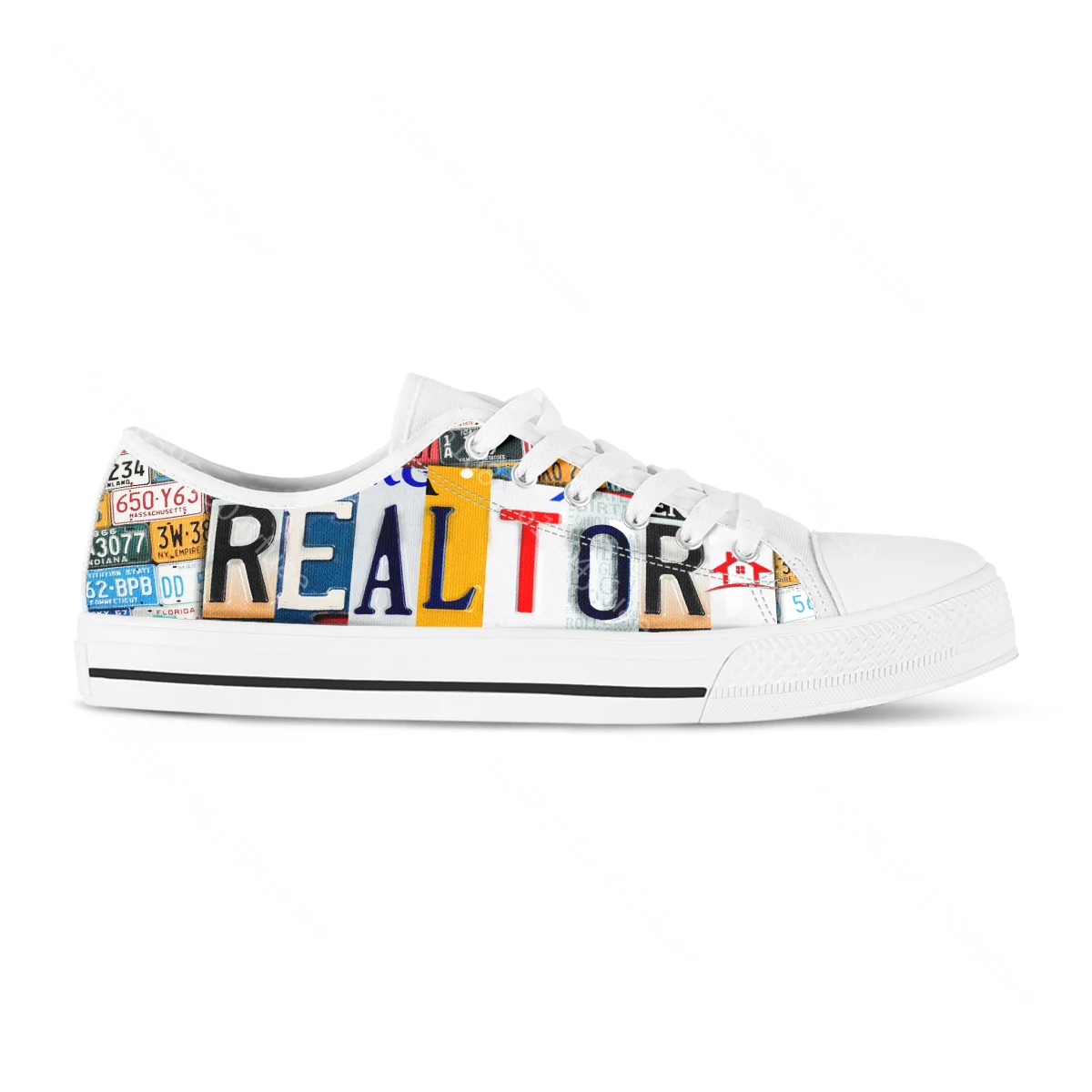 License Plate Realtor Design Ladies Shoes Casual Flats Shoes for Women Low Top Canvas Shoes for Women Brand