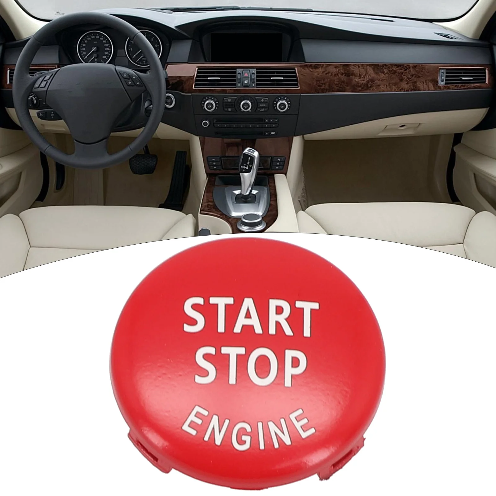 

Car Engine Start Stop Switch Button Cover Car Engine START STOP Button Replace Cover Switch For BMW E60 E70 E90 E92 2.5*2.5cm