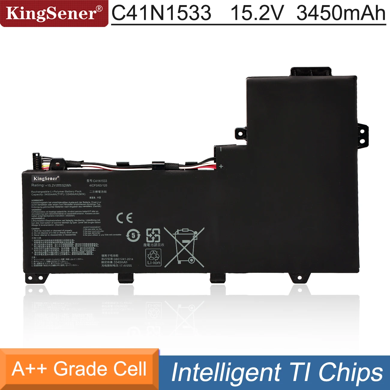 Bateria do Portátil de Kingsener 15.2v 52wh C41n1533 para Asus Zenbook Aleta Q524u Q534u Q534ux Ux560uq Ux560ux Série 0b20002010300