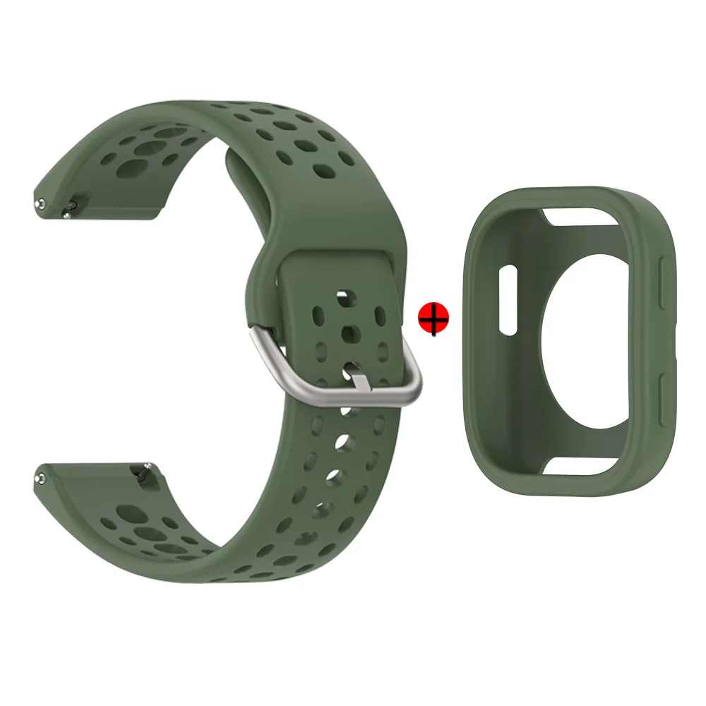 Versatile 2-in-1 Silicone Watchband with Case Cover - Adjustable Single Color Wristband Accessory
