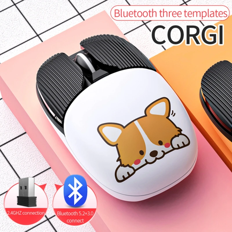 Wireless Bluetooth Mouse Cute Mouse Dual Mode Rechargeable Type-C Silent 2.4G USB Gaming Mute Mice for Laptop PC Girl Gift New 