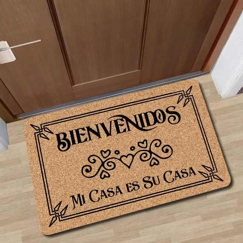 

Welcome Spanish Doormat Rubber Entrance Door Mat Bienvenidos Pero No Mucho Rato Carpet Mi Casa Es Su Casa Floor Foot Mat