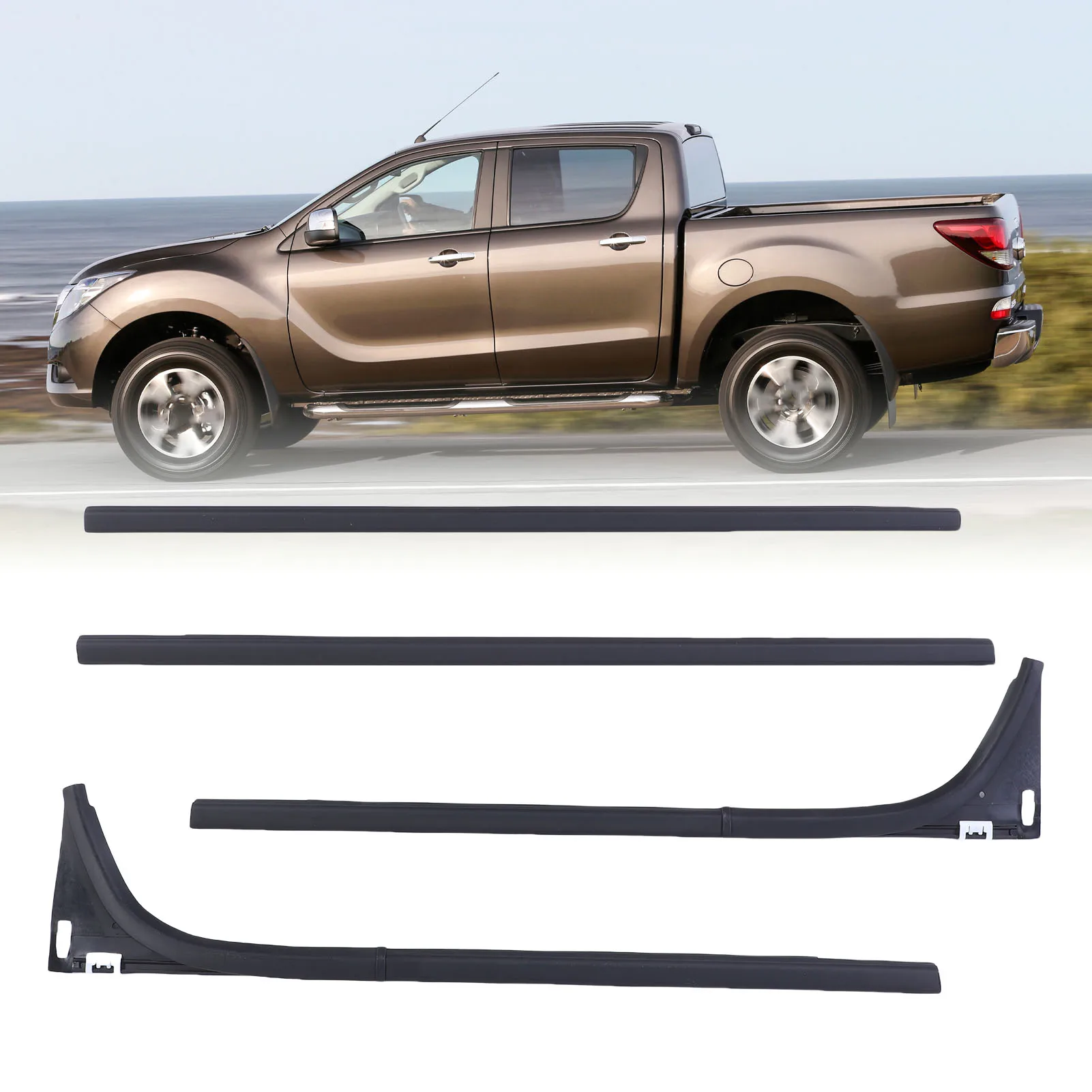4Pcs 자동차 고무 창 씰 스트립 세트 교체 Mazda-BT50 4 도어 2012-2019 1D0050640 1D0050650 1D0050660 1D0050670