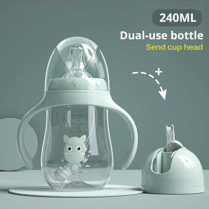 Baby Bottles Drinking Cup Feeding Bottle Wide-Caliber Multifunctional Milk Water Dual-use BPA Free