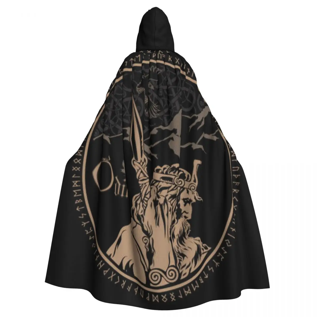 

Old Norse God Odin Cloak Hooded Cosplay Costume Halloween Adult Long Party Cape