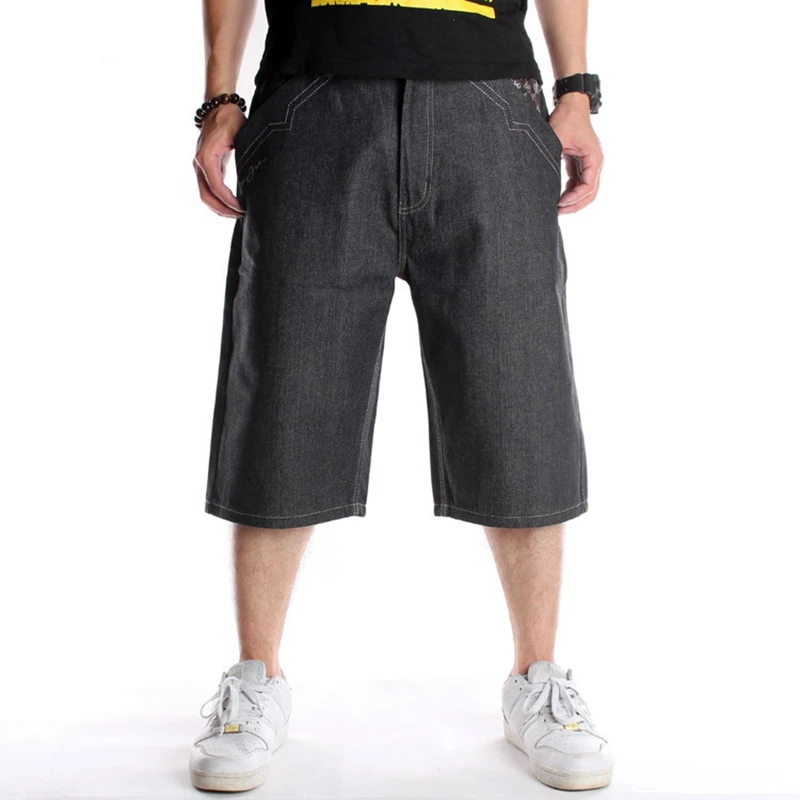 

Summer new plus size casual jeans 8XL 7XL 6XL fashion men's hip hop trend loose embroidered shorts plus size cropped jeans.