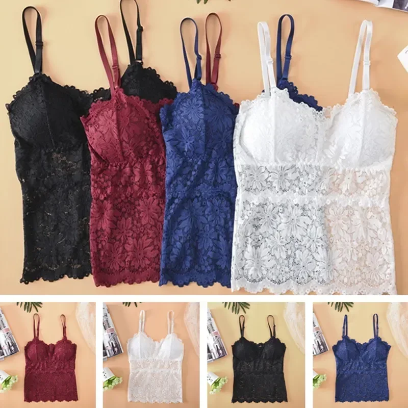 

Camisoles Women Summer Tank Chest Tube Top Underwear Sleeveless Female Vest Wrap Pad One-piece Straps Print Tops Lingerie Lace