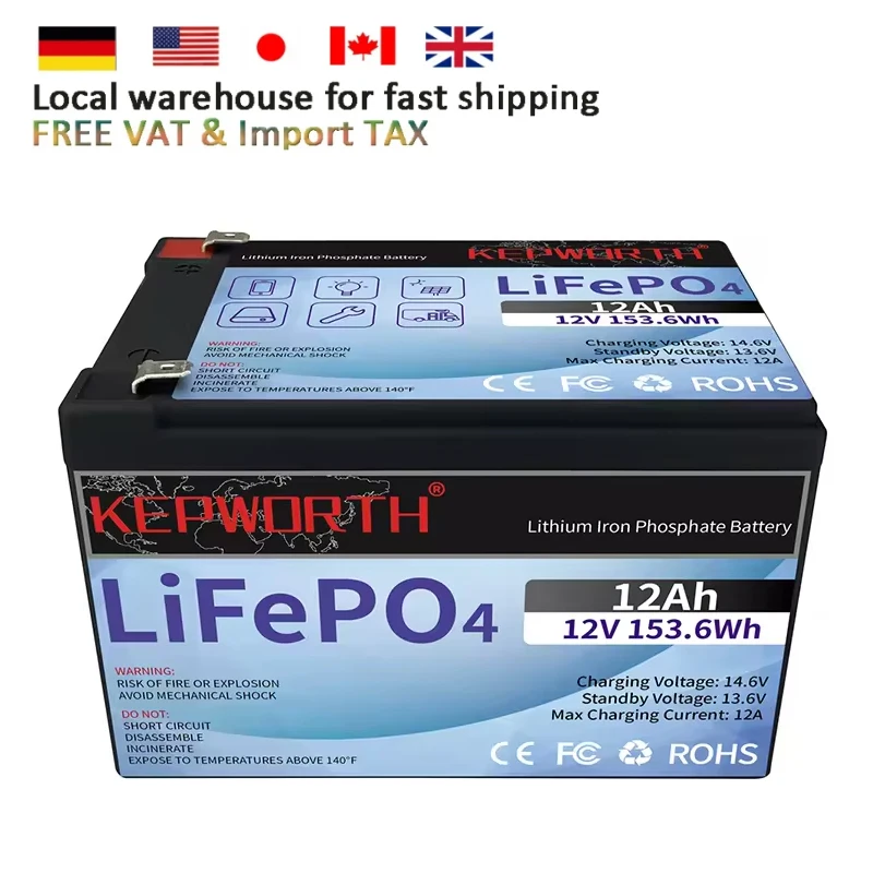 Nuovo 12V 6Ah 10Ah 12Ah 20Ah 25Ah 30Ah Lifepo4 Batteria Al Litio Ferro Fosfato Batterie Bms Integrate Per Barca Solare Nessuna Tassa