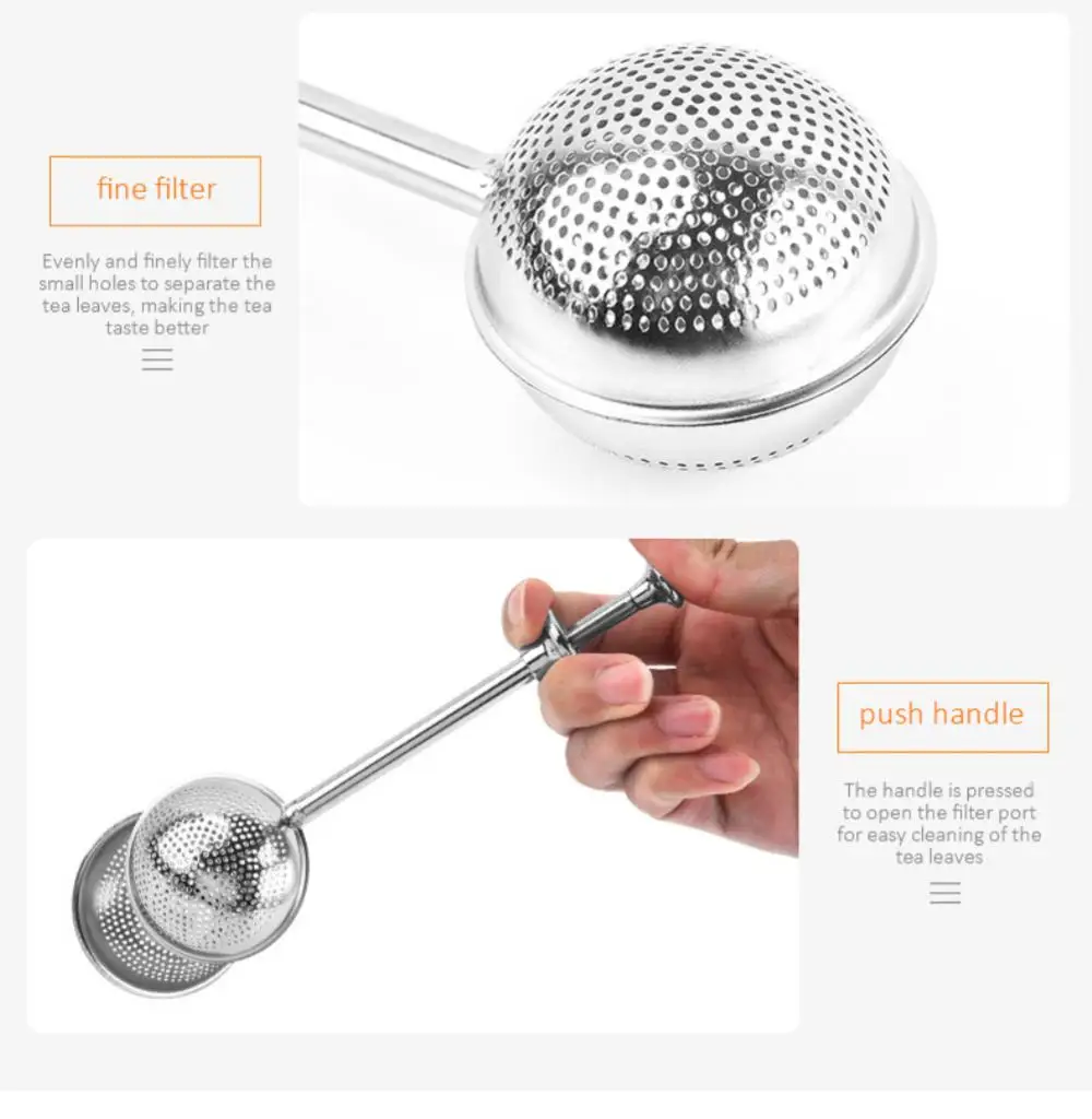 Description Picture 5 of itemStainless Steel Tea Infuser Sphere Mesh Tea Strainer Coffee Spice Filter Diffuser Handle Tea Ball Tea Spoon Infuser Filter