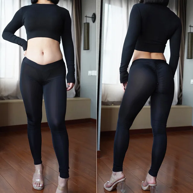 Hey! Your Peach Hip Open Crotch Pants Free off Yoga Pants Can Be Inserted  into Fitness Pants Groove Ice Silk Leggings women