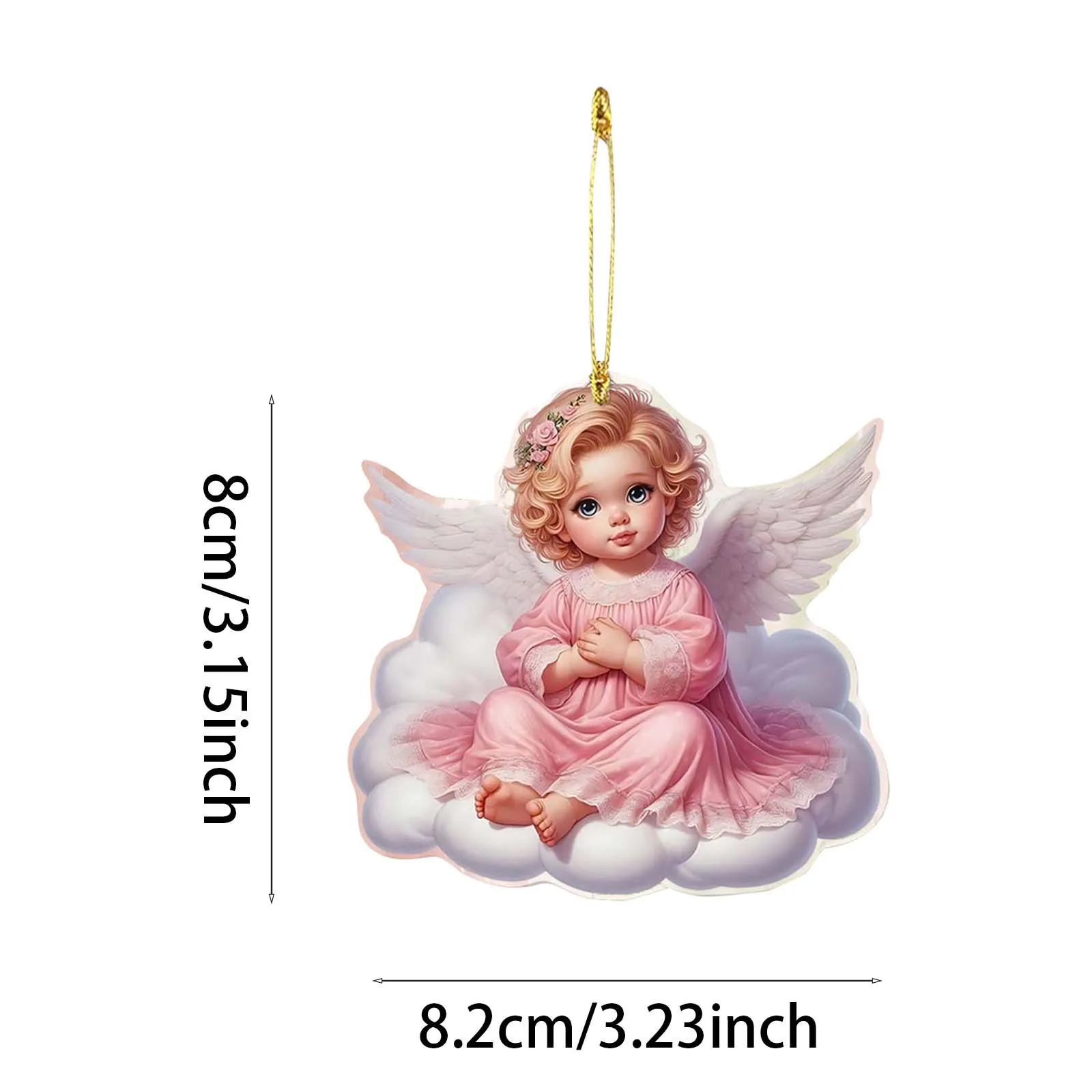 Decorative Little Angel Girl Acrylic 2d Pendant Angel Creative Car Pendant Car Crystals for Chandeliers with Hooks Centerpiece 6