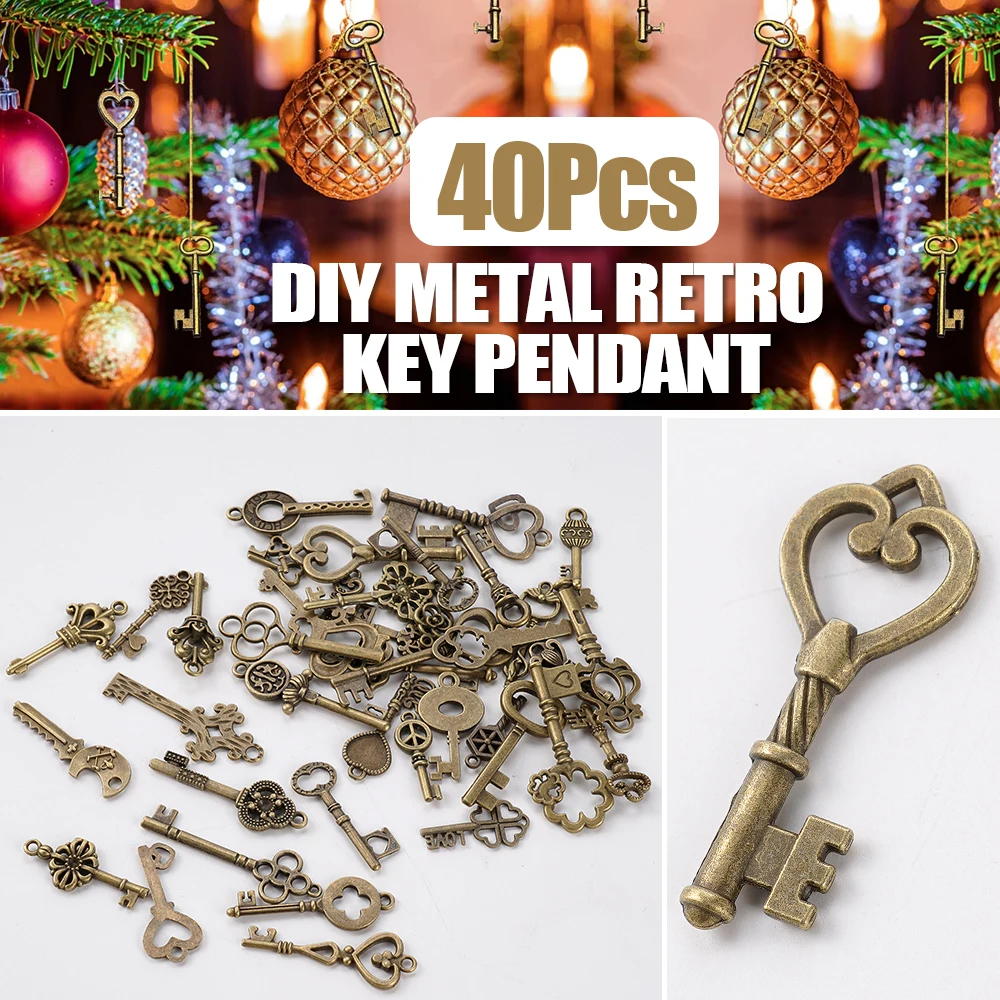 Ornament Crafts Miniature Ornament Miniature Figurines Resin Crafts Resin Ornaments 40/125pcs Vintage Skeleton Keys Antique Bronze Keys Retro Pendant Necklace Fancy Decor DIY Jewelry Necklace Craft Gifts