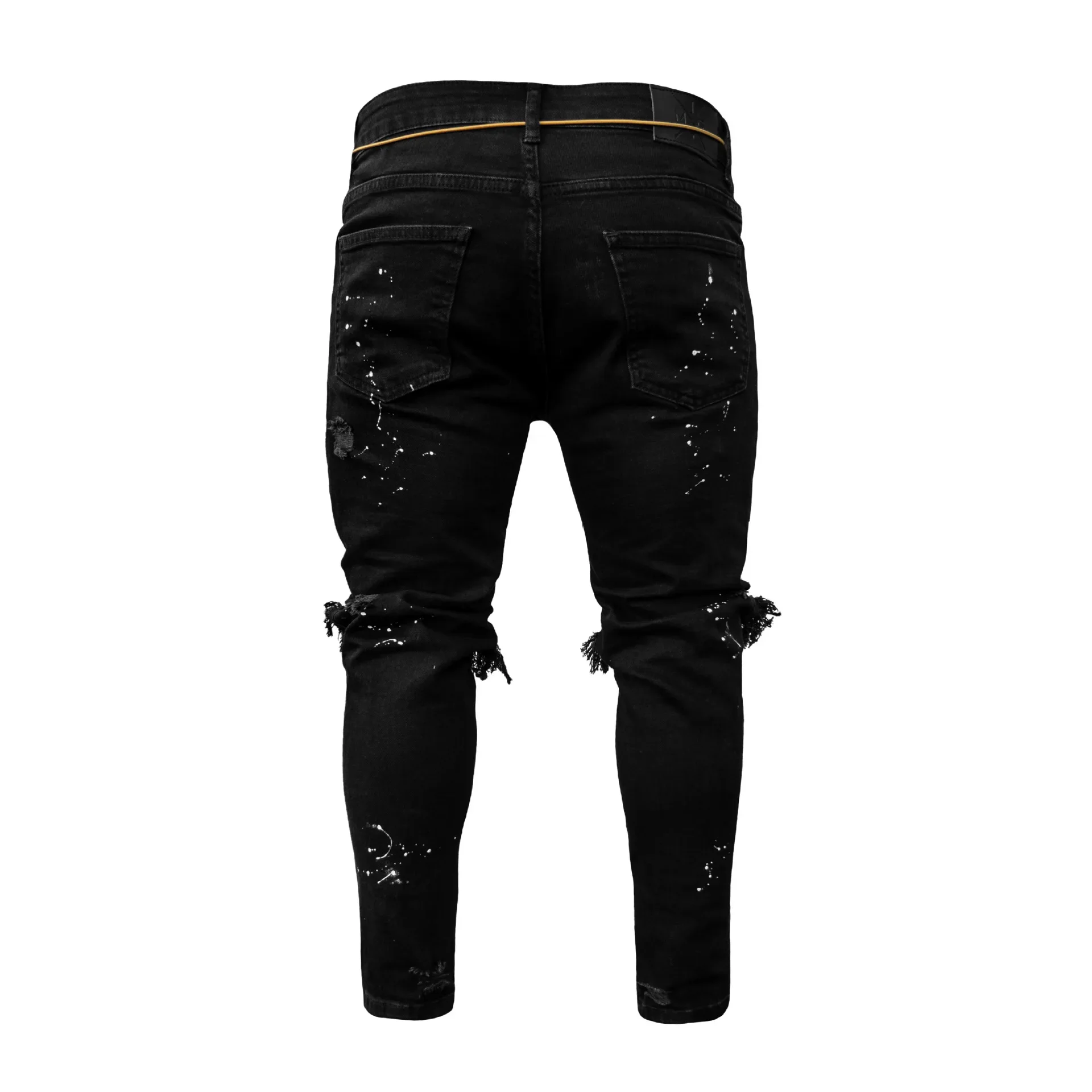 Ripped Hole Jeans for Men Hip Hop Cargo Pant Distressed Light Blue Denim Jeans Skinny Men Clothing Full Length Autumn Trousers