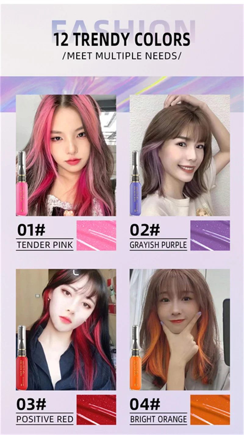 Description Picture 5 of item13 Washable Non-toxic DIY Hair Wax Blue Grey Purple Colors One-off Hairs Color Disposable Hair Coloured Mascara Beauty Tool