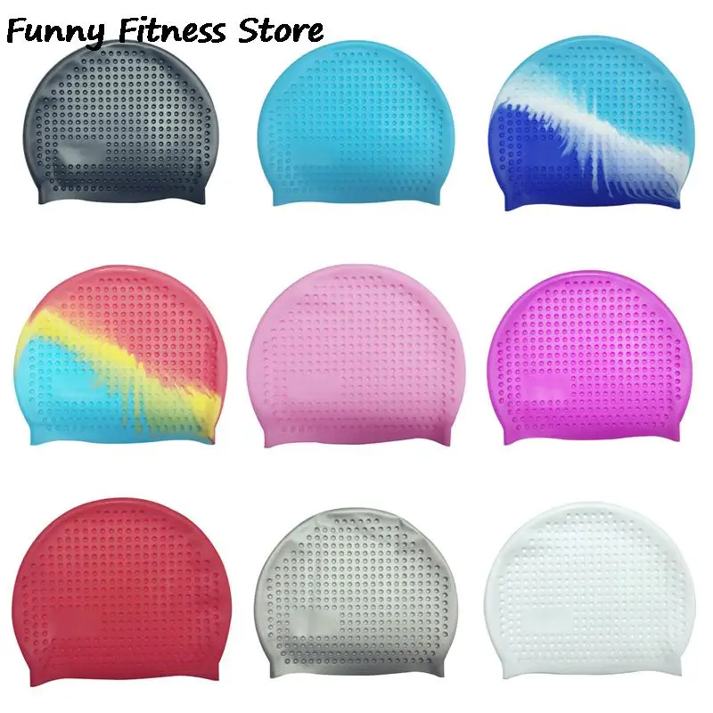 

Plus Size Silicone Swimming Cap Women Men Waterproof Headwear Hair Cover Swim Pool Turban Diving Bathing Hat Outdoor Sports Hats