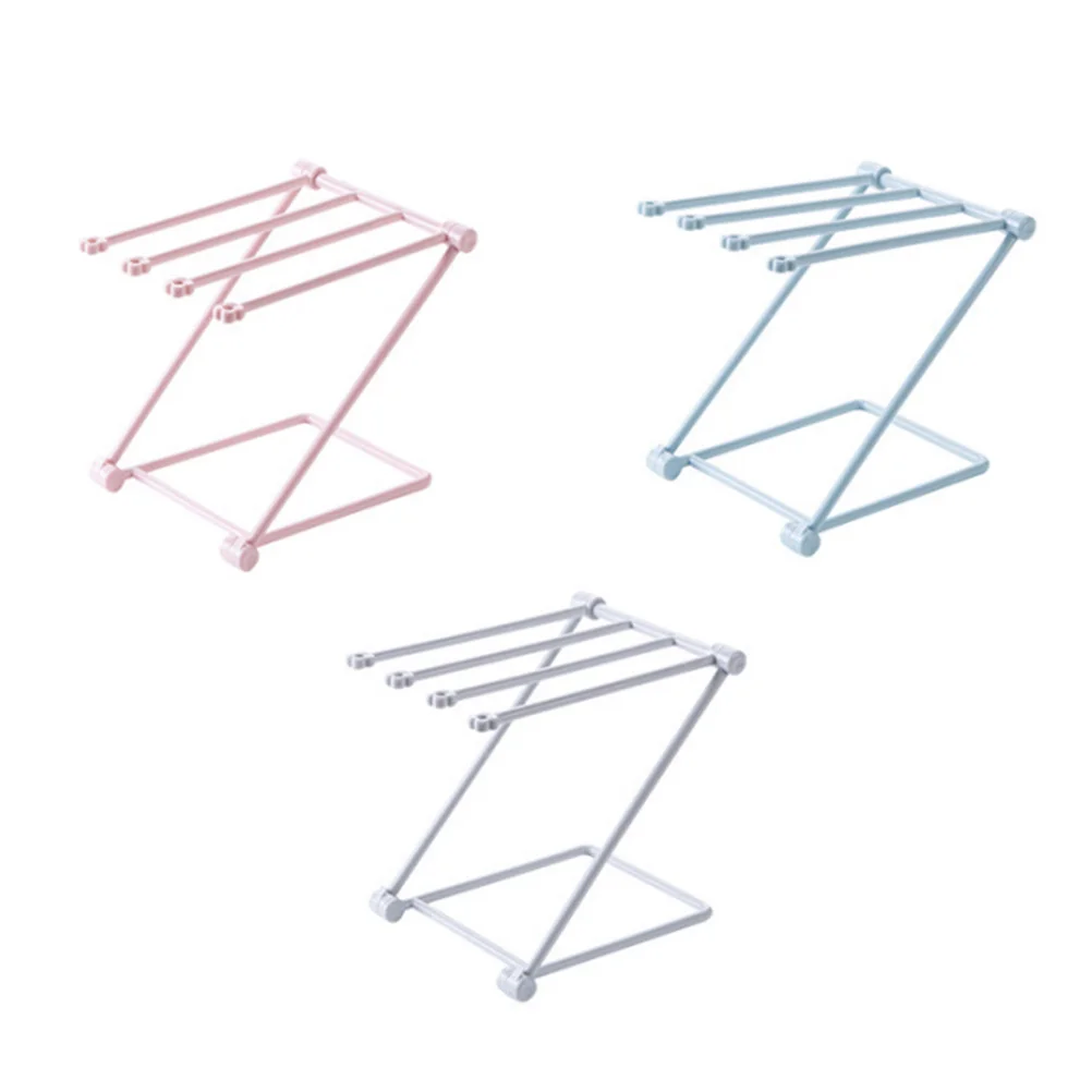 

3pcs Foldable Towel Hanging Rack Vertical Dish Cloth Stand Organizer for Kitchen Bathroom Home (Mixed Colors)