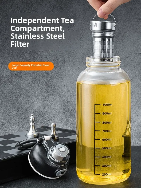 Large Capaci Glass Cup for Tea Brewing Sports Outdoor Busin Men Women Students Portable High Temperature Resistant Tea W...