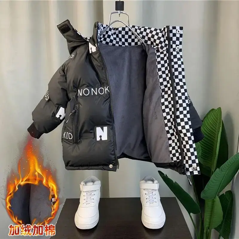 Children's Parkas Boys Winter Warm Coats Teen Fashion Hooded Jackets Thicken Kids Winter Outdoor Coat Baby Parka New