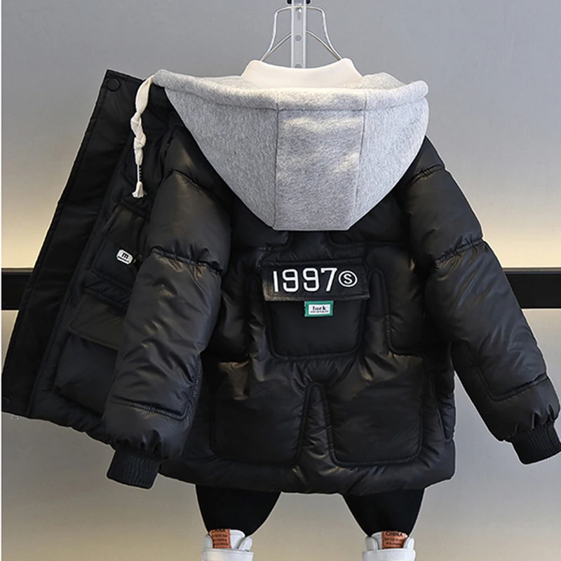Teenager Winter Boys Down Jacket Keep Warm Hooded Zipper Boys Outerwear 4-14 Years Kids Clothes down jacket children jackets