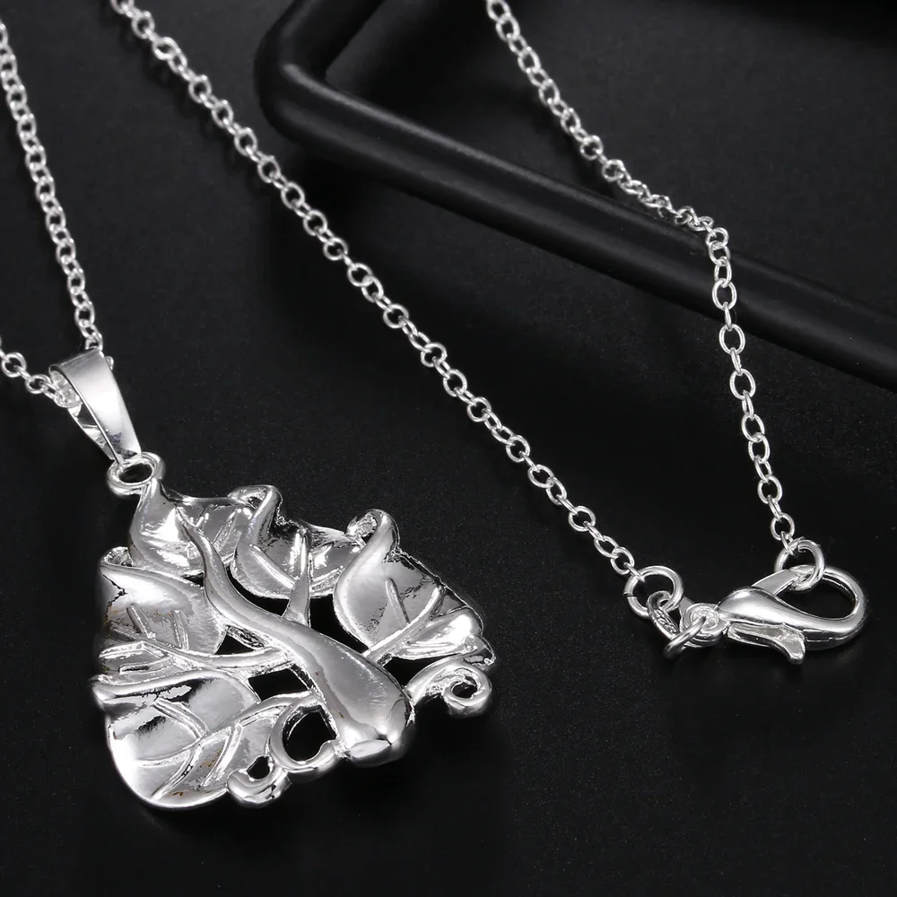 Silver pendant necklace 45cm 925 Sterling Silver tree Pendant Necklace For Women Charms Wedding Party Fashion Noble Jewelry Holiday gifts