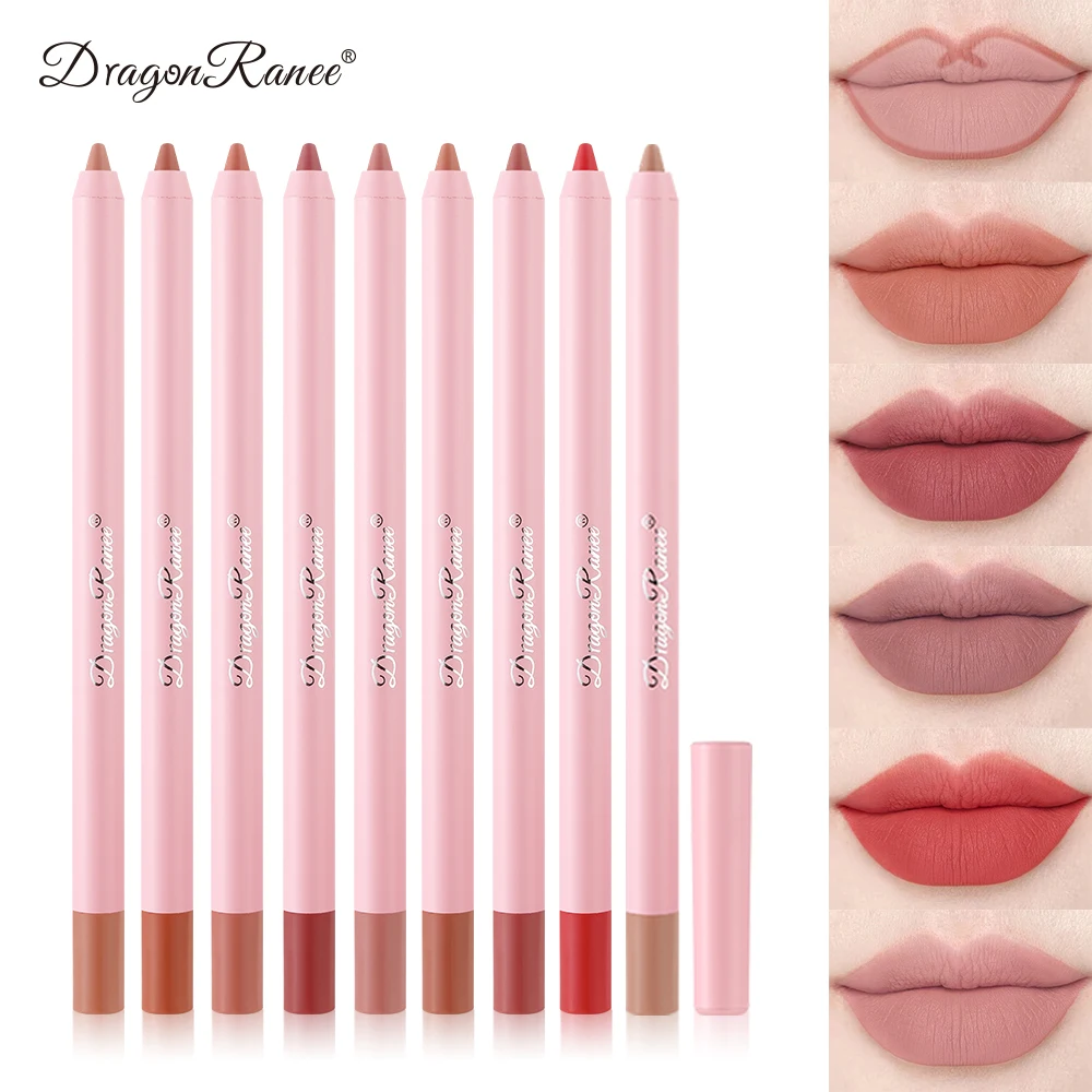Lip Liner Waterproof Matte Bean Paste Color Hook Line Lip Plumping Lipstick Pen Foam Non-Fading Long-Lasting