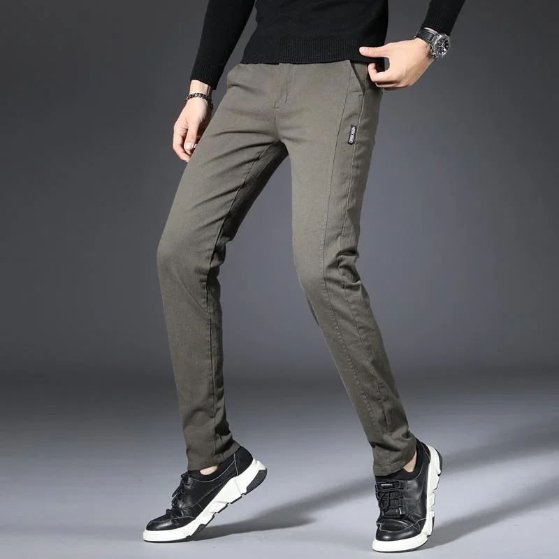 Fashion Men Stretch Business Casual Pencil pants slim fit Straight Suit Pants Classic Trousers Formal Pants