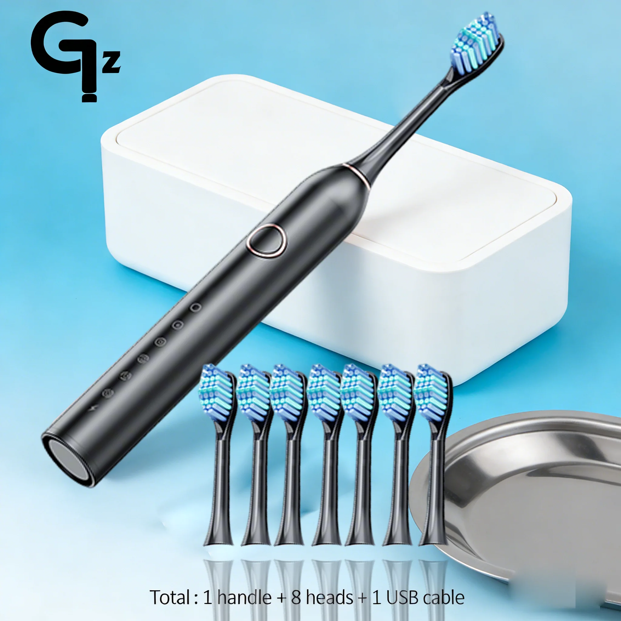 Adults Sonic Electric Toothbrush with 6 Cleaning Modes USB Rechargeable with Multiple Replacement Brush Heads 6