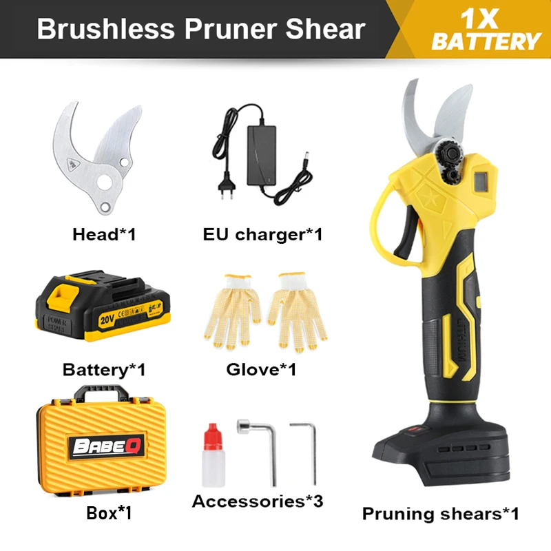 20V 30mm Brushless Electric Pruning Shears with Box Portable Cordless Electric Scissors Orchard Shrub Branch Pruning Power Tools 6